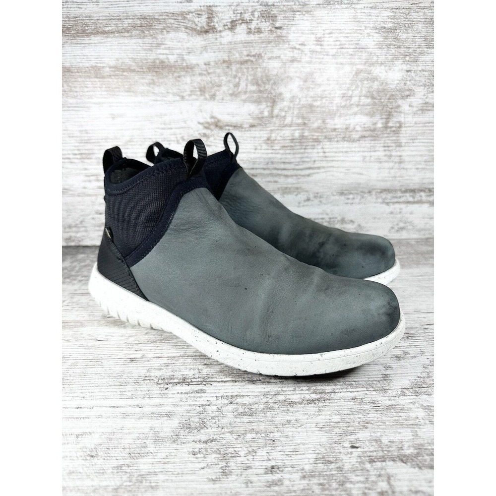 Women's BOGS Bloom Juniper Chels Waterproof Gray Leather Slip On Boots Sz 8.5